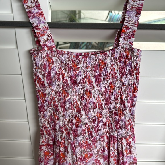 Lusana Pink Floral Cotton Midi Dress Size Medium 4-6 - Picture 2 of 8